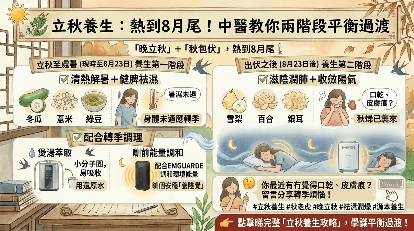 2026「晚立秋」撞正「秋老虎」！暑濕未退燥邪起，中醫教你平衡養生
