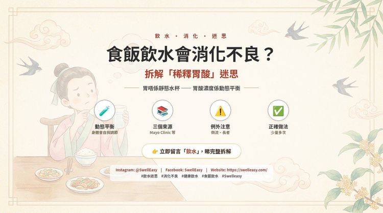 食飯飲水會消化不良?拆解「稀釋胃酸」迷思,Mayo Clinic 同醫生咁講