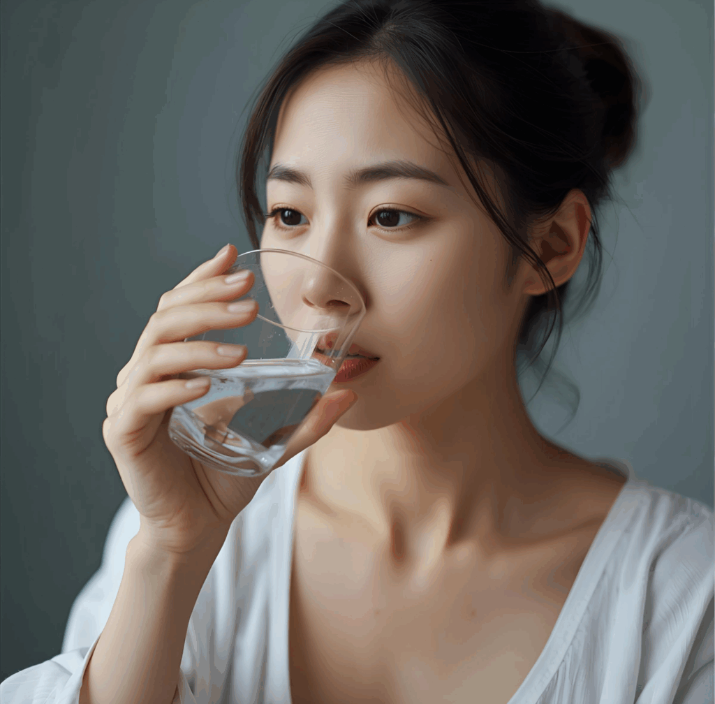 women dirnking water